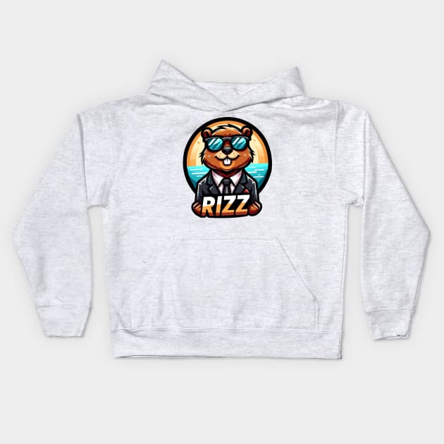 Rizz Bober | Polish Beaver | Bóbr | Slav | Slavic | Funny gamer meme | Meme from Poland | Streaming | Rizzard Rizz god Rizzler W Riz Kids Hoodie by octoplatypusclothing@gmail.com